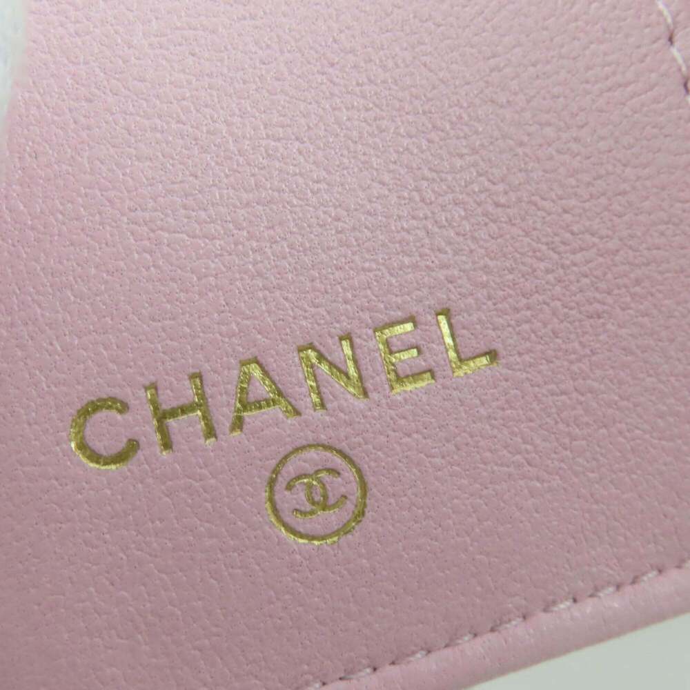 CHANEL Pink Lambskin Leather Logo Wallet - Picture 10 of 13
